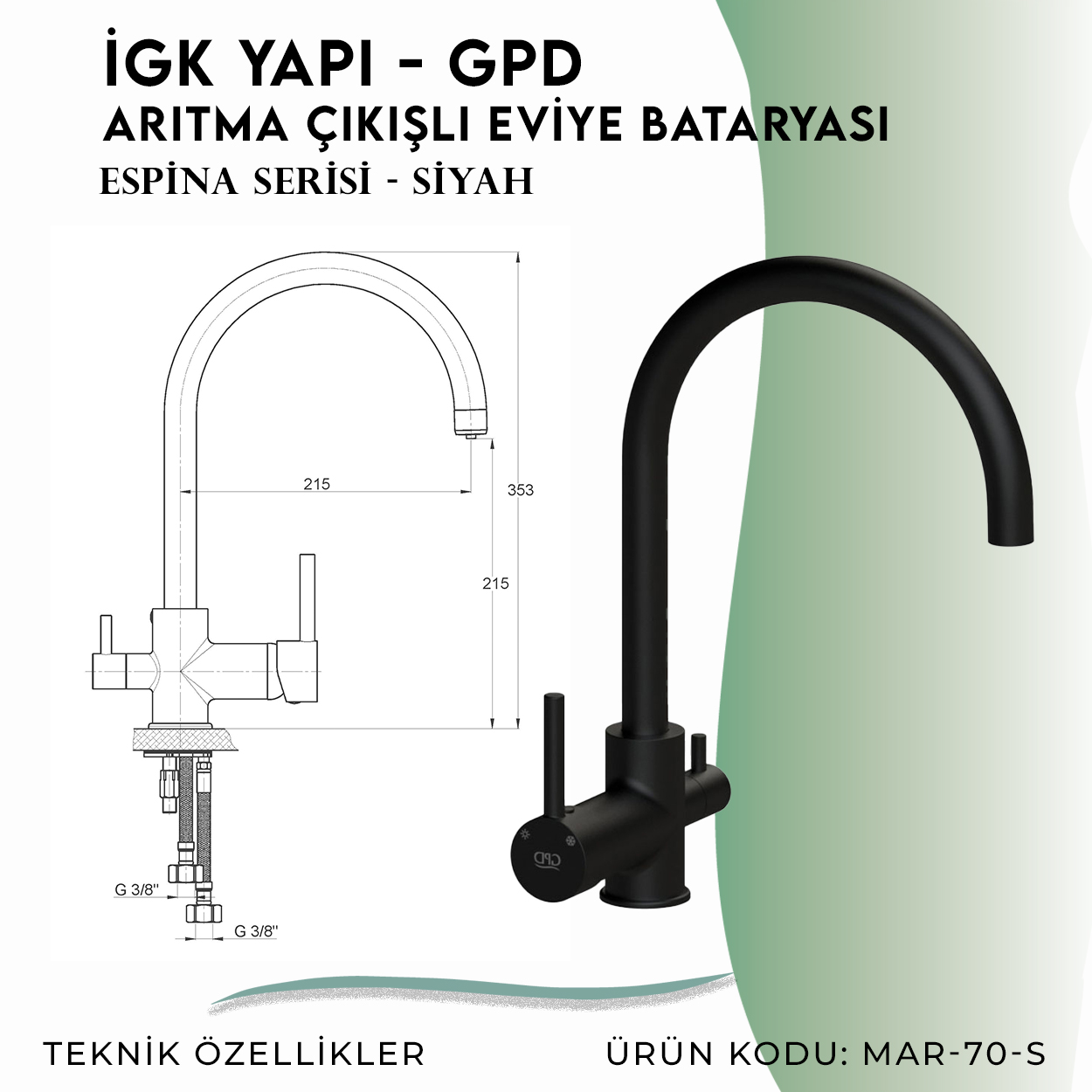 İGK YAPI - GPD S Espina Arıtma Çıkışlı Eviye Bataryası  ( MAR70-S)